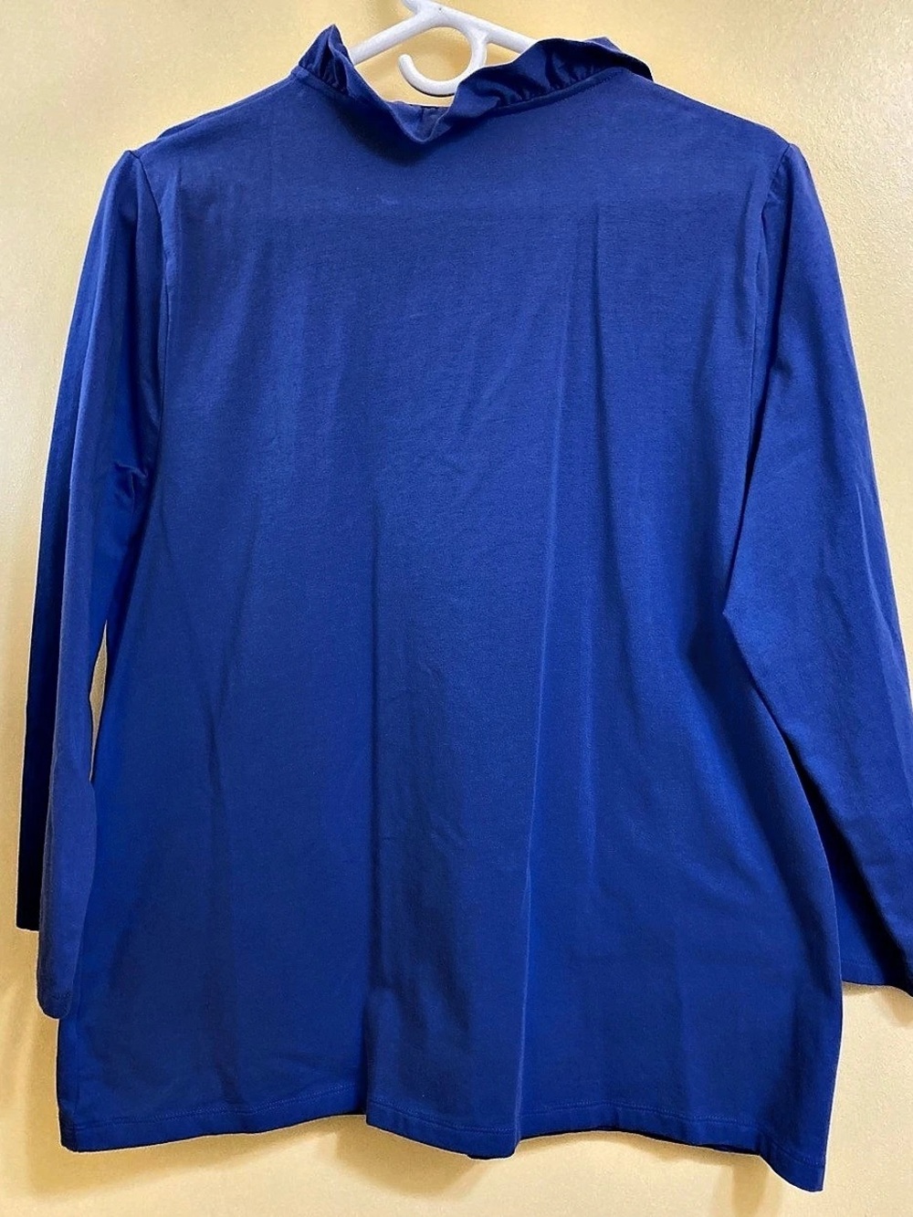 Talbots Blue Ruffle Neck Long Sleeve Tunic XL Like New - Picture 2 of 3